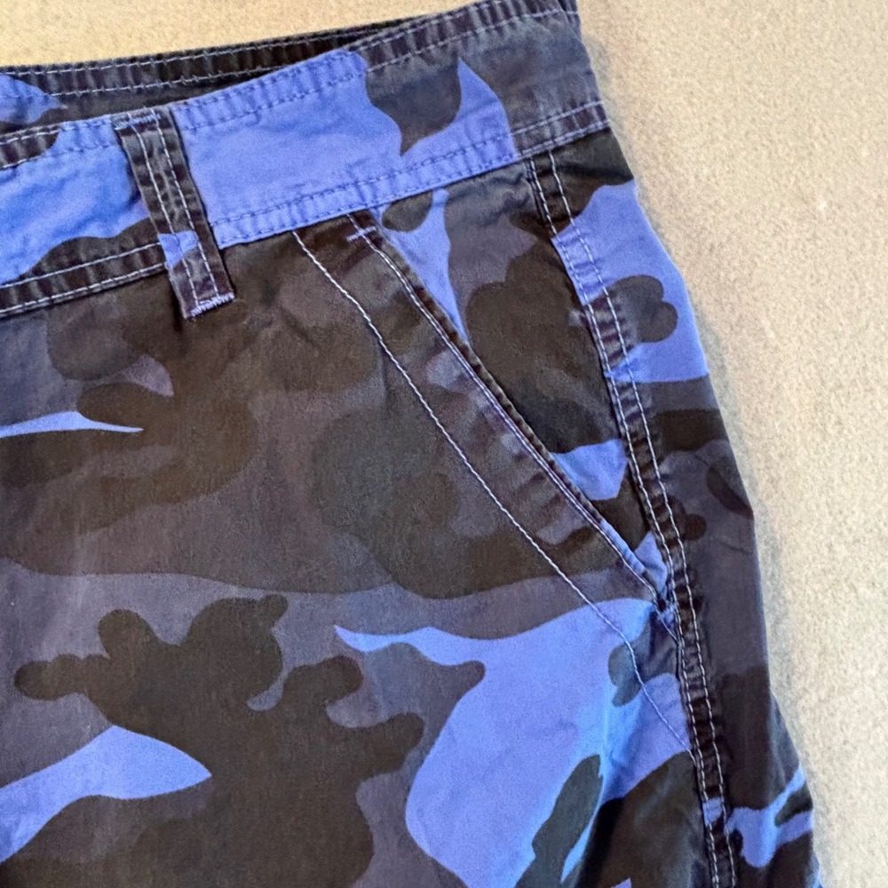 Erston Mens Blue Camo Cargo Shorts Multi Pocket Utility Streetwear NWT - Picture 5 of 14